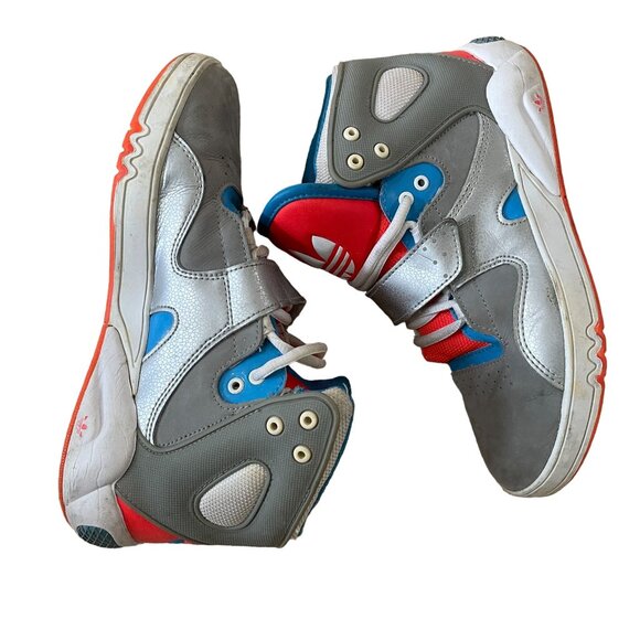 Adidas Kids High-Top Sneakers Youth Size 6.5 Gray & Red - Picture 7 of 8